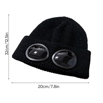 Unisex Solid Color Goggle Lens Design Beanie Hat, 2025